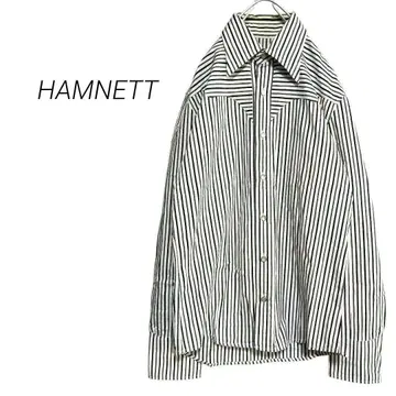 해무넷 긴팔 스트라이프 셔츠 절개 디자인 화이트 일본제 럭셔리 M