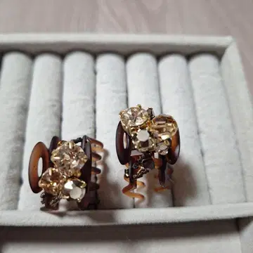 브라운 크리스탈 헤어 클립 2개 세트