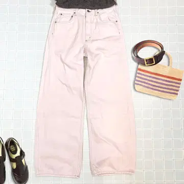 [택 포함 미사용] 로우 커브진 연핑크 데님 27