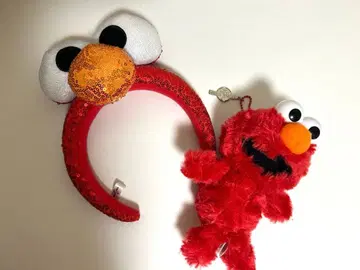 엘모 머리띠 스팽글 & 봉제 인형 키링 세트