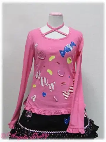 Angelic Pretty Happy Candy 프린트 티셔츠