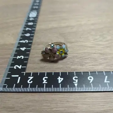 약 13호 ANNA SUI 더블 Flower 실버 컬러 반지