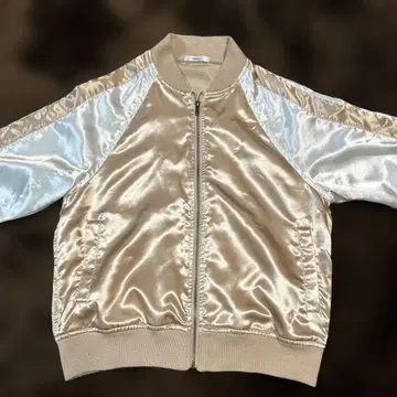Valentini 새틴 MA-1 자켓 베이지 실버