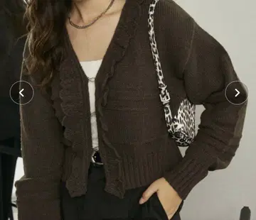 PUBLUX 프릴 가디건 브라운 프리 사이즈