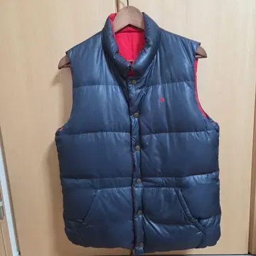 리버서블 다운 베스트 네이비 빨간색