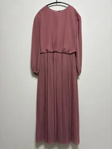 greenlabel relaxing 결혼식 플리츠 긴팔 원피스 핑크