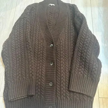 yori 브라운 케이블 니트 가디건 38