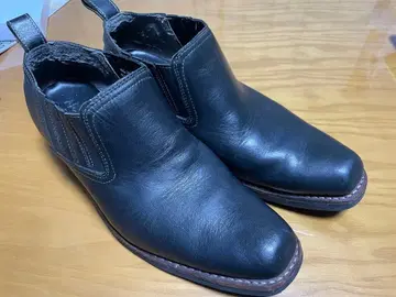 블랙 가죽 사이드 고어 부츠