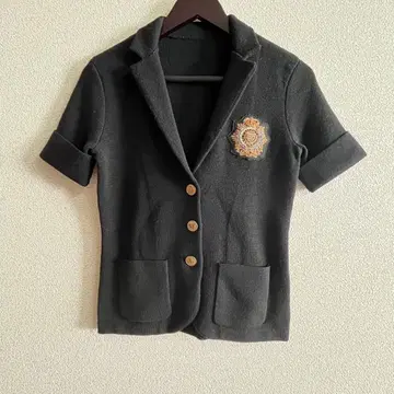 랄프 로렌 골드 버튼 블랙 숏 슬리브 테일러드 자켓