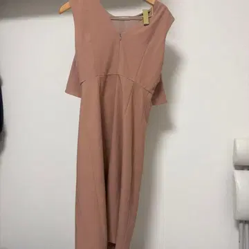 핑크 슬리브리스 롱 원피스