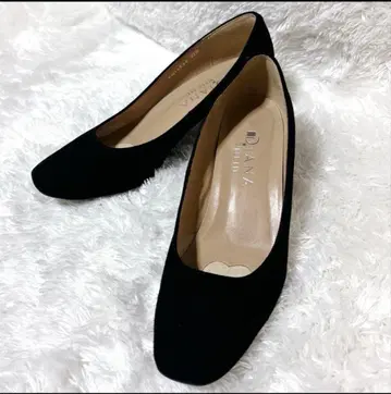 DIANA WELL FIT 펌프스 스웨이드 블랙 청키힐