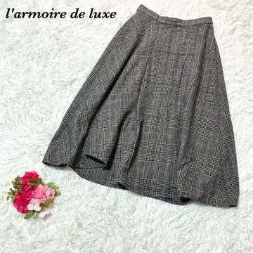 라모 월드 럭스 플레어 스커트 38 그레이 계열 체크 무늬 캐주얼