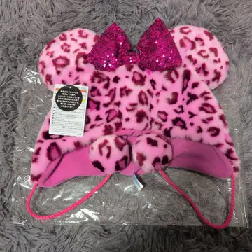 디즈니 레오파드 무늬 팬 캡 핑크