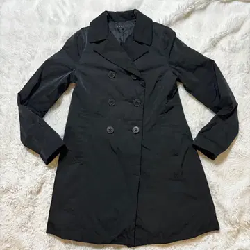 theory 블랙 더블 브레스트 롱 코트