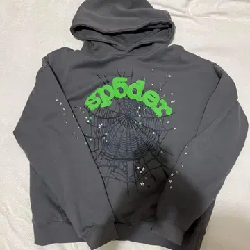 sp5der XL 그레이 그린 후드티