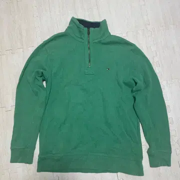 TOMMY HILFIGER 그린 하프 지퍼 맨투맨
