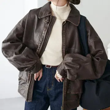 DISCOAT 브라운 가죽 자켓 L 사이즈 상당