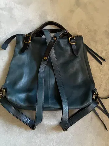 다크 블루 가죽 럭색 백팩 3WAY