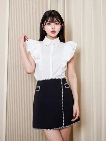 Darich 더블 프릴 슬리브 블라우스