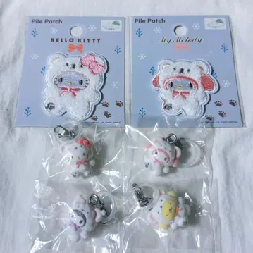 산리오 포근포근 스노우 가챠 표시 파일 와펜 세트