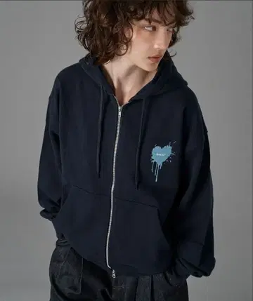 ONCILY 하트 로고 풀 지퍼 후디