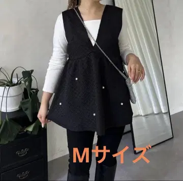 prose verse 프로즈베일 깊은 V넥 펄 페플럼 베스트 M