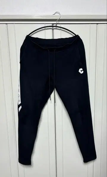 CRONOS 블랙 조거 팬츠 사이드 스트라이프