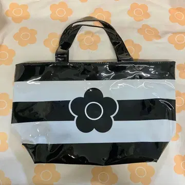 MARY QUANT 스트라이프 보트형 비닐 토트백