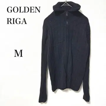 골든리가 블랙 하이넥 니트 집업 캐시미어 100% 일본제