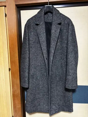 울 헤링본 롱 코트 그레이 ZARA