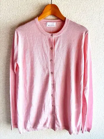 M 7days 핑크 크루넥 가디건