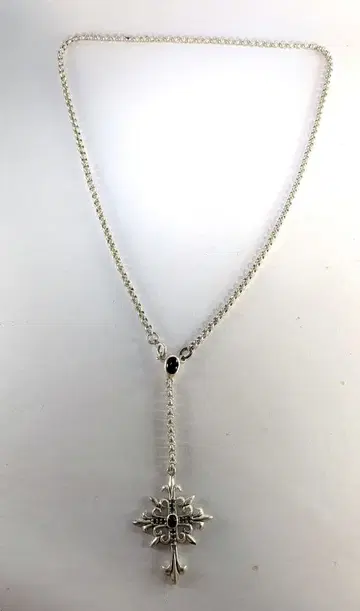 실버 925 블랙 오닉스 지르코니아 12개 크로스 커스텀 목걸이