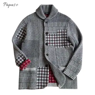 Papas+ 패치워크풍 울 니트 자켓 파파스플러스