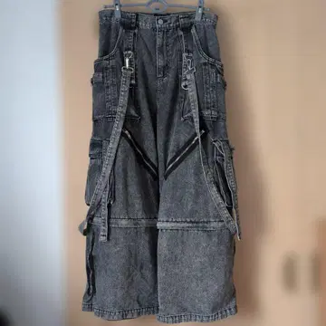 erar 3way 루즈 실루엣 하이 기믹 서스펜더 카고 데님 팬츠 블랙