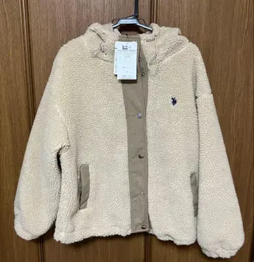 U.S. POLO ASSN. 원포인트 로고 자수 보아 후드 블루종 자켓