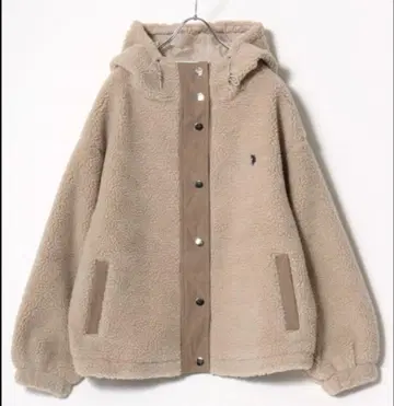 U.S. POLO ASSN. 원포인트 로고 자수 보아 후드 블루종 자켓