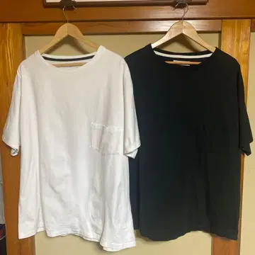라브라트 화이트 블랙 포켓 부착 T셔츠 2장 세트