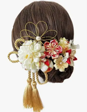 일본풍 머리 장식 꽃 모티브 후리소데