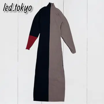 led.tokyo 백 오픈 니트 바이컬러 원피스