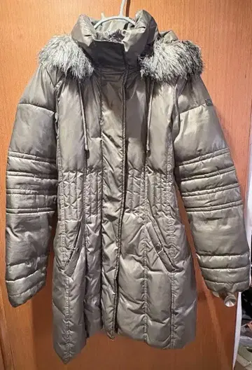 Mexx Amsterdam 롱 퍼 다운 코트 후드 부착 차콜 S