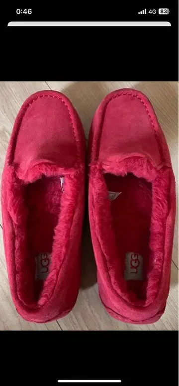 빨간색 스웨이드 모카신 신발