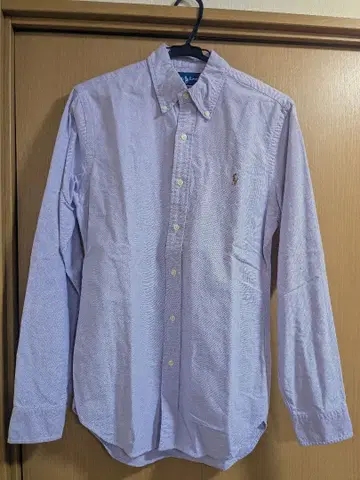 연보라 스트라이프 버튼 다운 셔츠