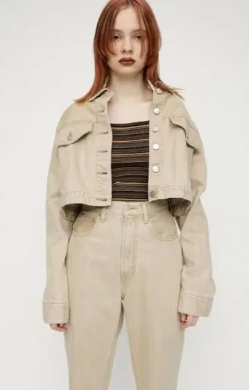 SLY 베이지 크롭 데님 자켓 사이즈 1