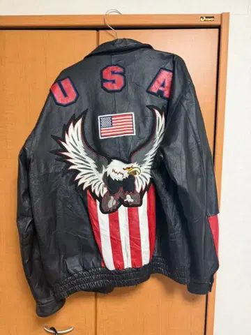 USA 자수 가죽 자켓