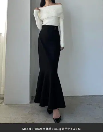 Louere 허리 벨트 머메이드 스커트 블랙