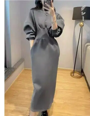 허리 디자인 맨투맨 롱 원피스