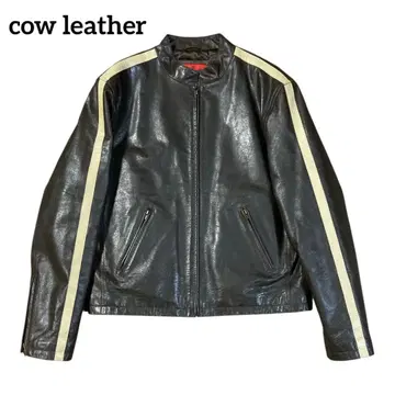 소가죽 라이더 자켓 클래식 레이서 디자인 다크 브라운