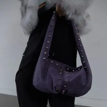 SETUPEXE 스웨이드 스터디드 숄더 백 퍼플