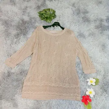 [ SPICKAND SPAN ] 케이블 니트 튜닉 7부 소매 썸머 니트