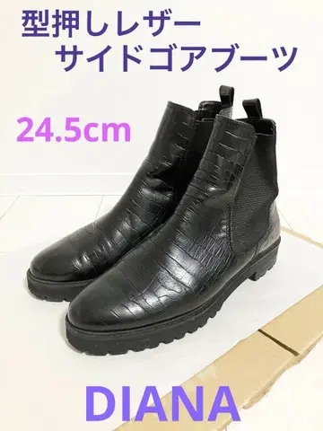 다이애나 엠보 가죽 사이드 고어 부츠